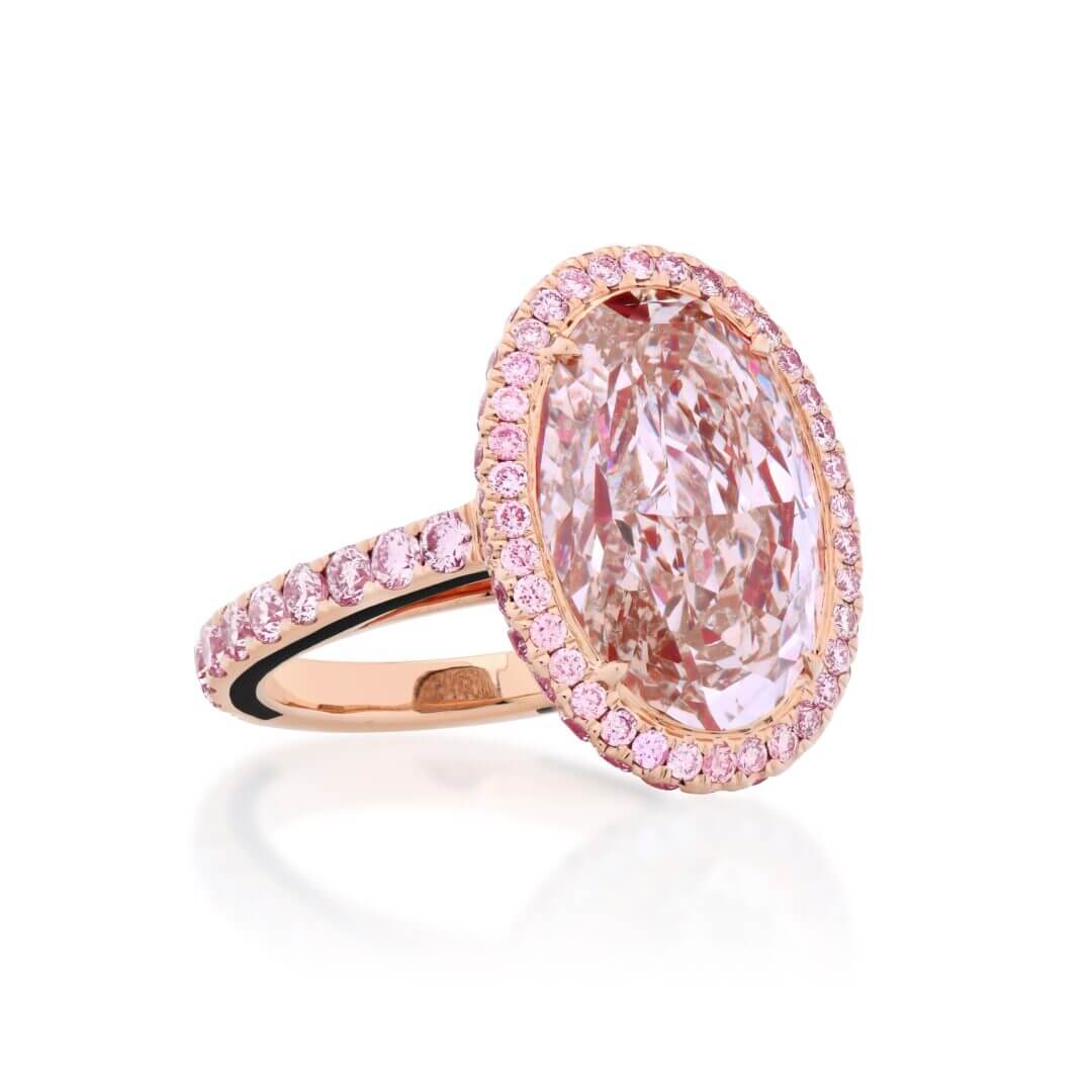 Oval Light Pink 1.2ct fake flux diamond classic Halo style silver Ring –  DOUBLE ACCENT