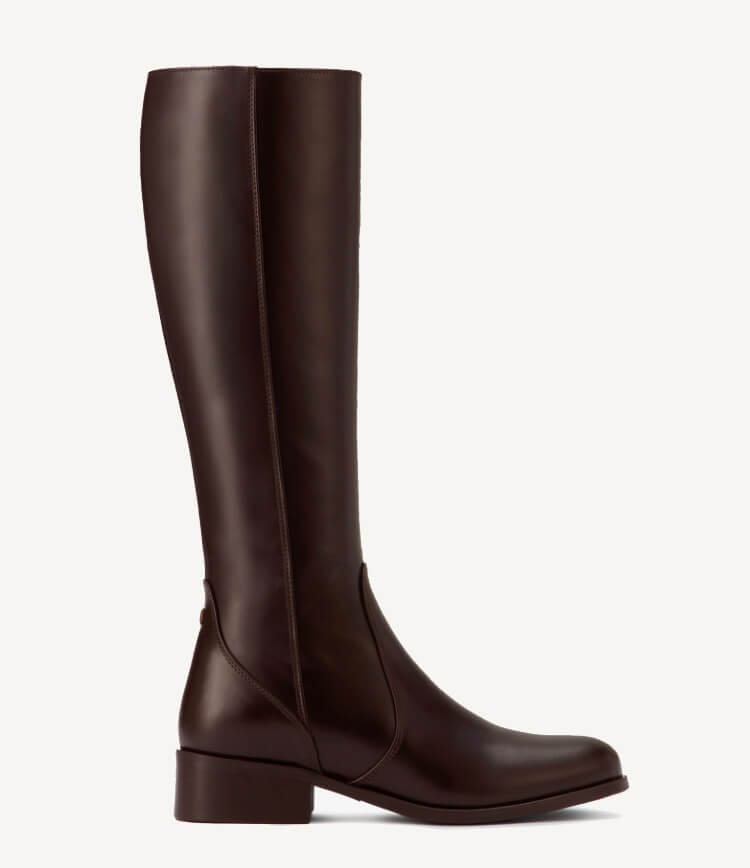 Haltham Standard Knee High Boots in Brown Leather $280